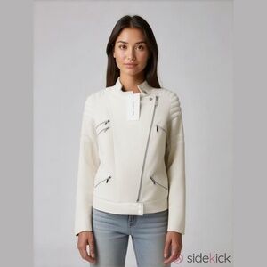 Elizabeth and James white quilted fabric jacket Small NEW with tags